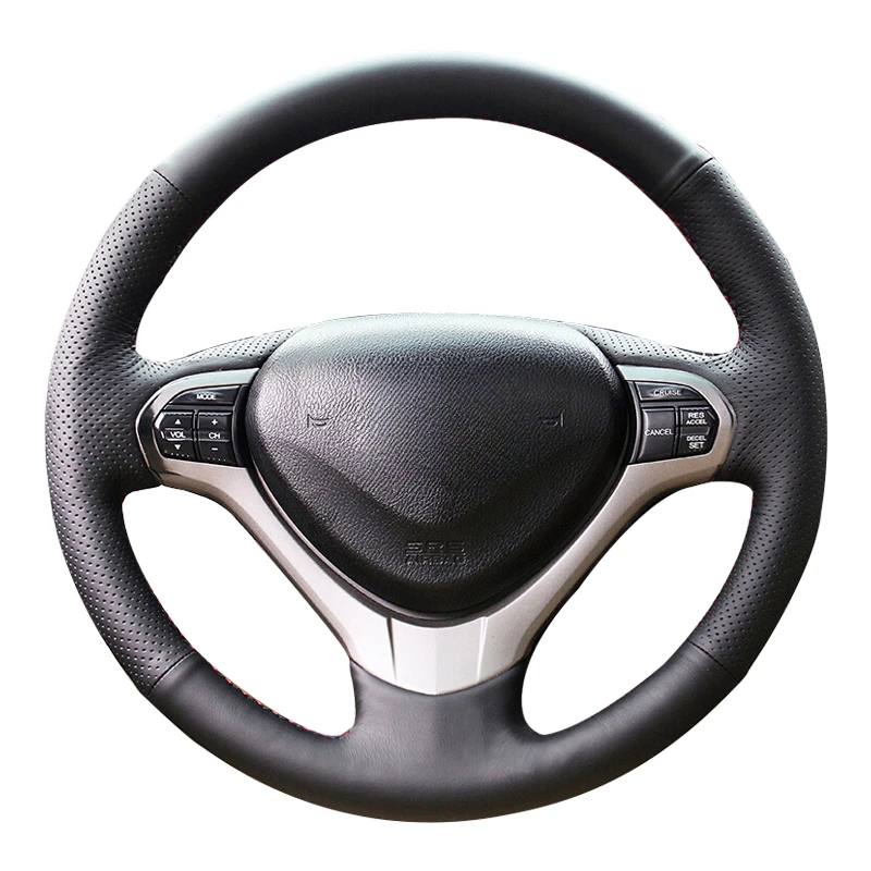 

Hand-stitched black Genuine Leather non-slip car steering wheel cover 100% Fit for Acura RDX TL ILX 2009-2022