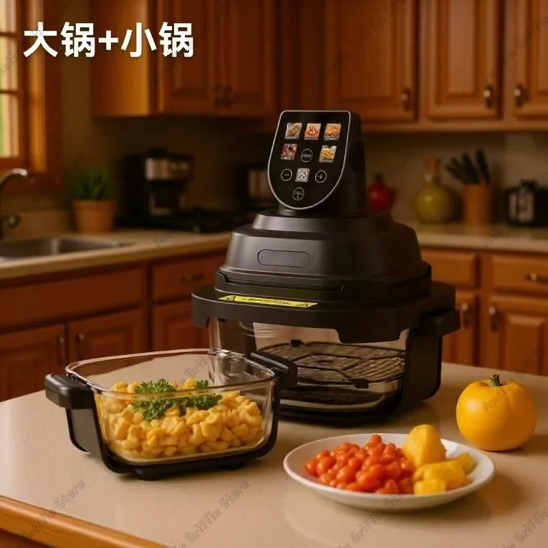 Air Fryer Visual Glass Double Pot Large Capacity Touch Smart Screen Electric Oven