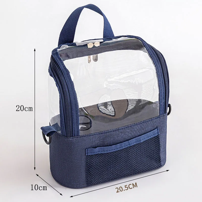 Portable Crossbody Makeup Artist Bag Multi-Use Clear Cosmetic Tools Bag Large Capacity Travel Toiletry Bag with Shoulder Strap