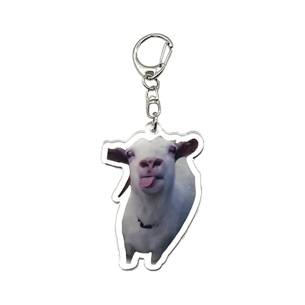 Tongue Sheep Bruh Doubts Cat Exquisite Acrylic 5cm Keychain, Humorous and Funny Keychain Acrylic Pendant Suitable for Birthday