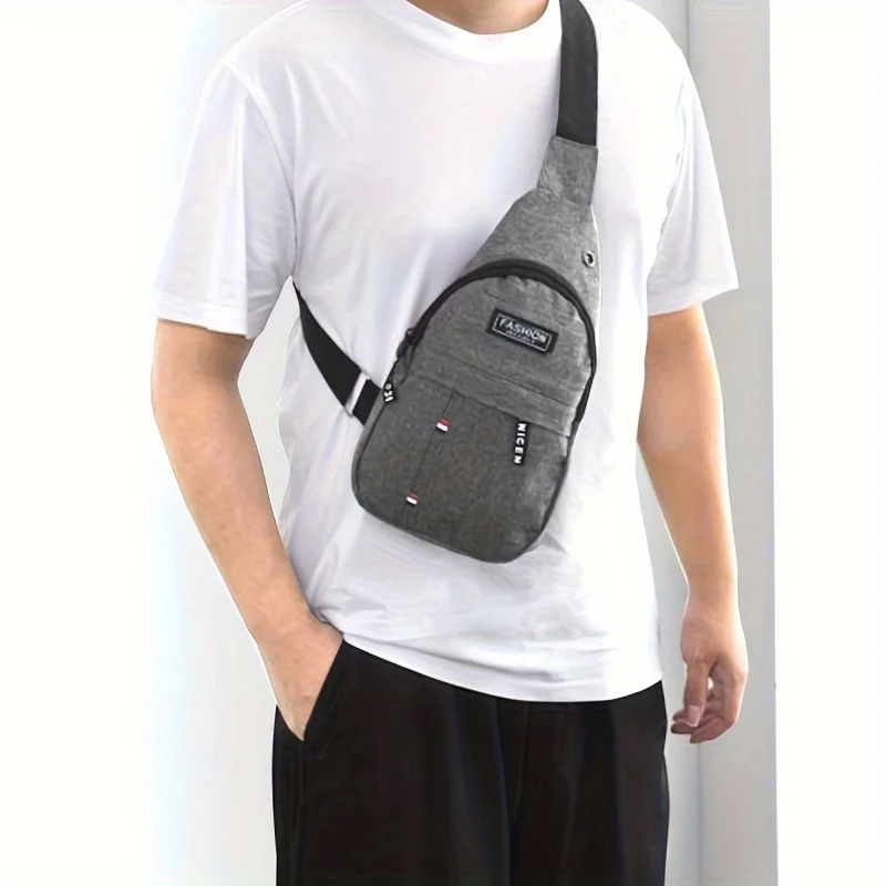 Mochila Sling Durável e Espaçoso Masculino, Bolsa De Viagem Multifuncional, Bolsa De Esporte Com Porta De Carregamento Do Telefone, Fone De Ouvido Buraco