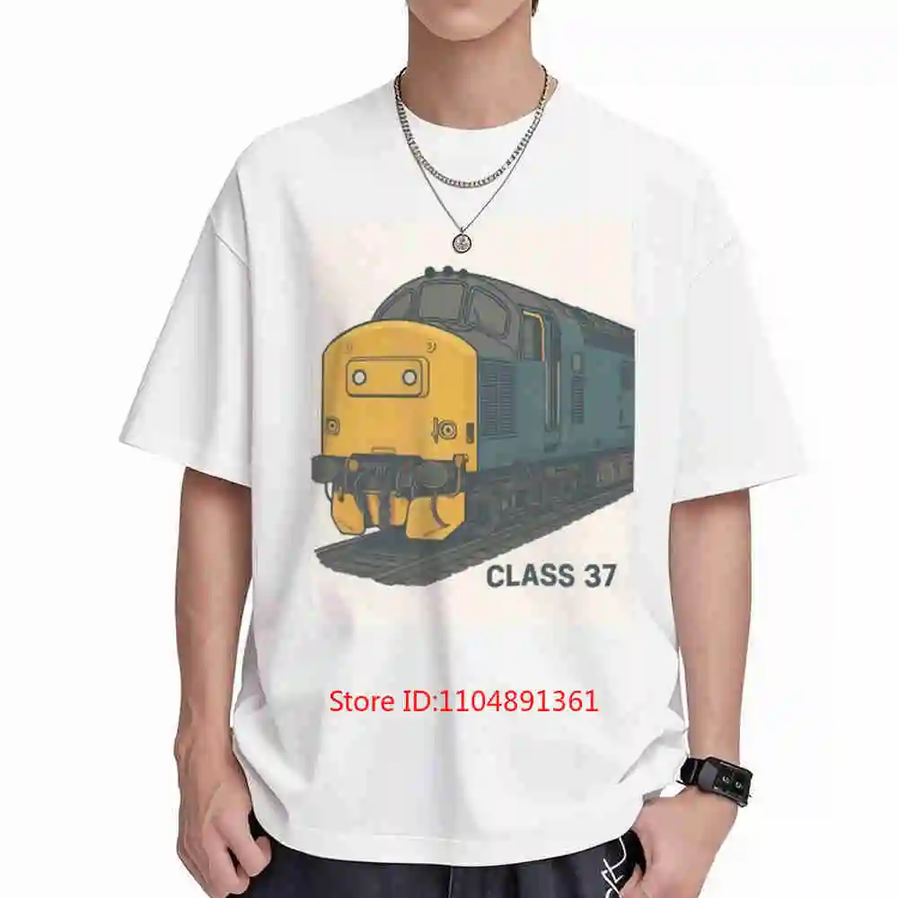 Class 37 Train Retro Locomotive Short Sleeve Tee 100% Cotton T-Shirt