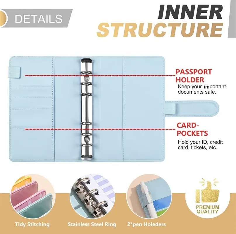 Nuovo raccoglitore per notebook in pelle PU A6 raccoglitore economico ricaricabile a 6 anelli per carta di riempimento A6, copertina raccoglitore per agenda personale a fogli mobili