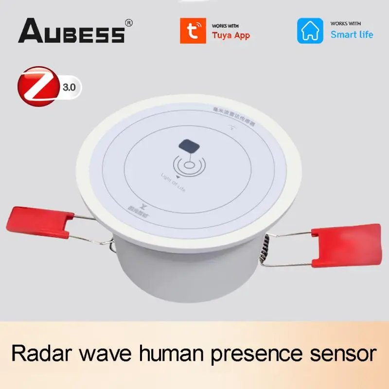 Aubess Tuya ZigBee Radar Wave Human Presence Sensor Ceiling Mounted Human Motion Detector Wave Sensing Micro Motion Detection