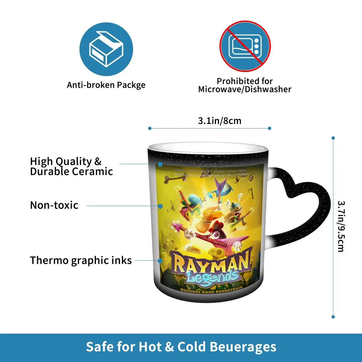كوب ألعاب كرتونية Rayman Legends، أكواب قهوة سيراميك مضحكة، أكواب شاي، كوب حليب، أدوات للشرب هدية للأصدقاء