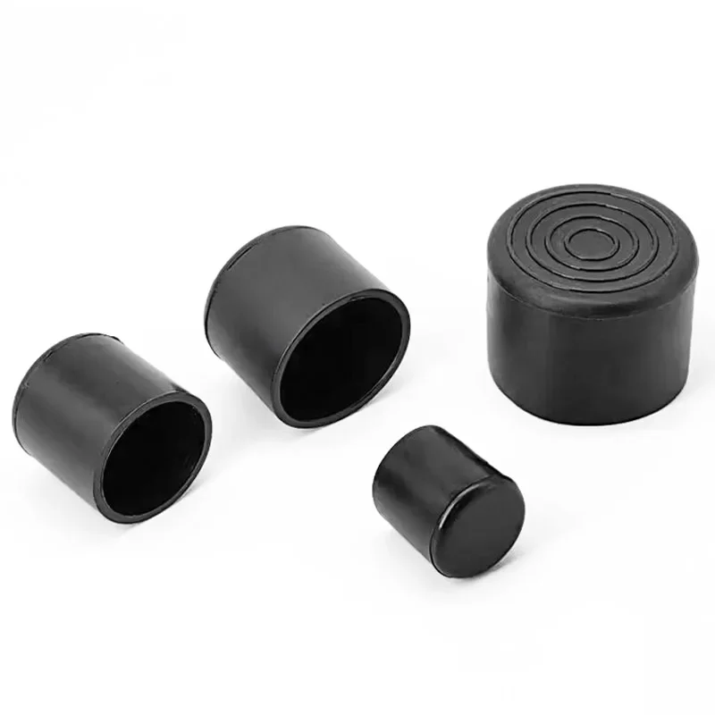 1/4pcs Round Black PVC Soft Rubber Pipe Sleeve Tube Cap Table Chair Foot Pad Protective Cover 6 8 10 12 14 16 19 20 22 25-100mm