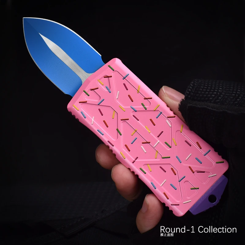 

Exocet Micro OTF Tech Knife Dessert Warrior Donut Pink EXO EDC Self Defense Tactical Combat Pocketknives Mini OTF A45