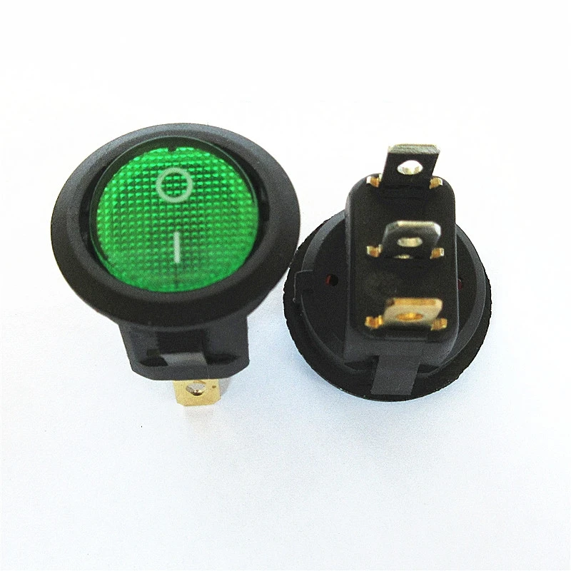 حزمة من 5 قطع 20 مم زر تبديل دائري، 4/3/2 دبابيس، وضعين/ثلاثة أوضاع، مفتاح قارب طاقة صغير KCD1 مع ضوء