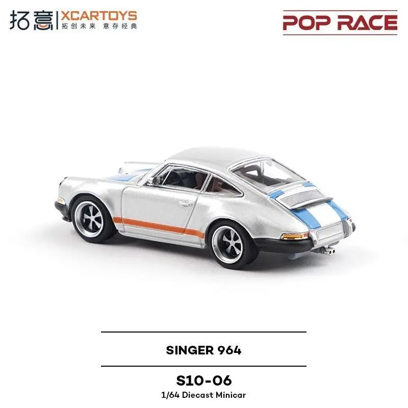 Xcartoys POPRACE 合金製 1/64 ポルシェ 964 スーパーカー ブルーレーシングモデル コレクションディスプレイ 精巧なアップグレードギフト 友達へのプレゼント
