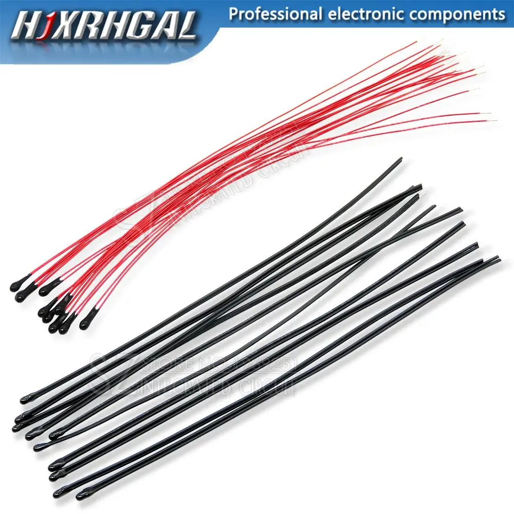 10PCS NTC Thermistor Thermal Resistor MF52B MF52D 10K 100K Probe strap wire B3950 B3435 1% 10CM Temperature control sensor