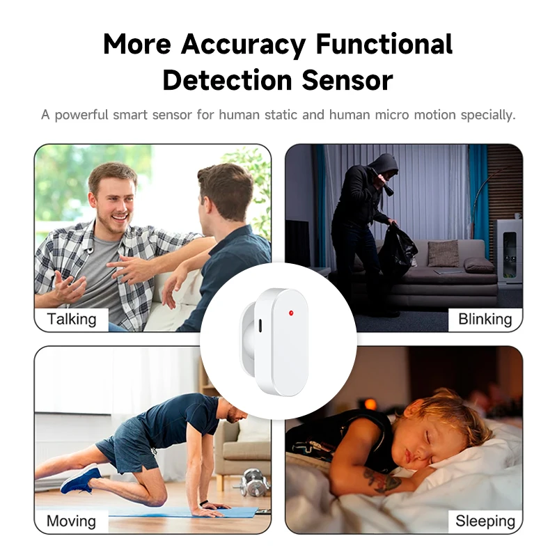 Tuya Zigbee Detector de presencia humana, de cuerpo humano inteligente Sensor PIR, Detector de Radar de 24G, sensores de movimiento, compatible con Smart life