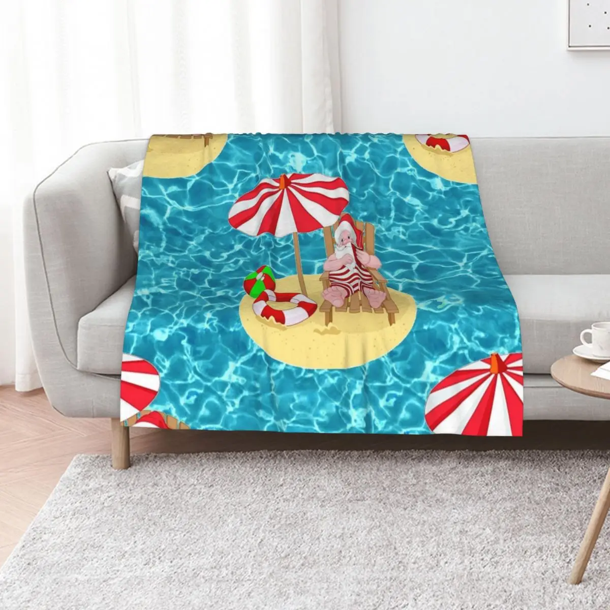 عيد الميلاد شاطئ سانتا كلوز رمي بطانية الشعر الصيف لينة أفخم منقوشة محشوة البطانيات #1