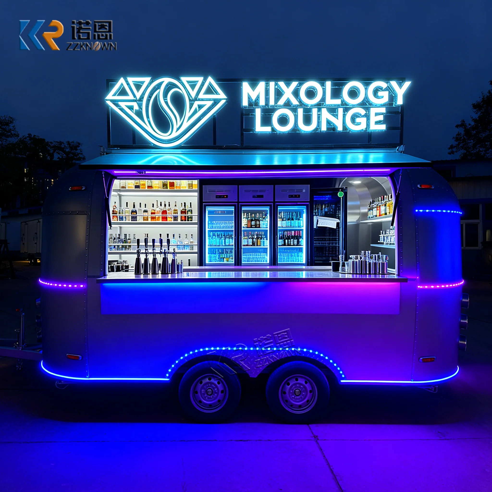 

Customized Luxury Stainless Steel Mobile Food Truck Fully Equipped Mobile Kitchen Food Trailer for Sale