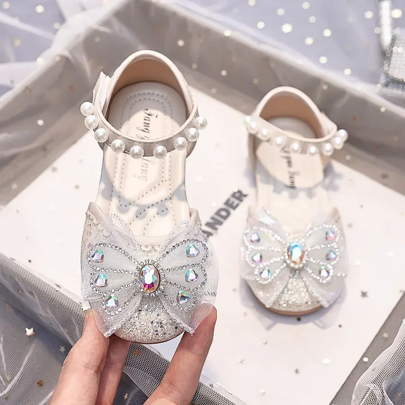 

Children Sandals for Girls 2024 Summer New Fashion and Comfortable Soft Sole Anti-slippery Princess Elegant Beading Dress Shoes