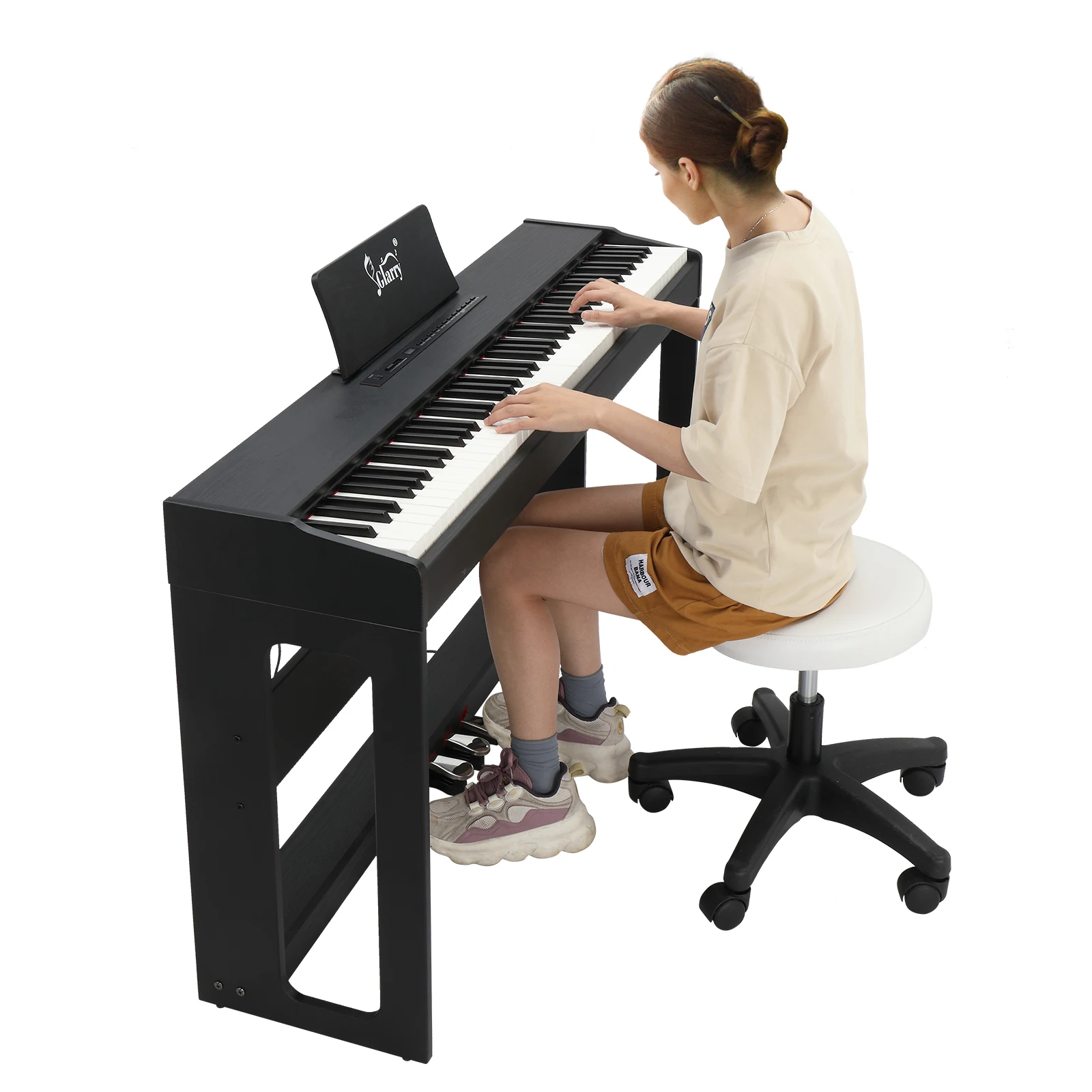 Glarry GDP-104/A-815 88-key heavy hammer keyboard Vertical black electric piano without cover