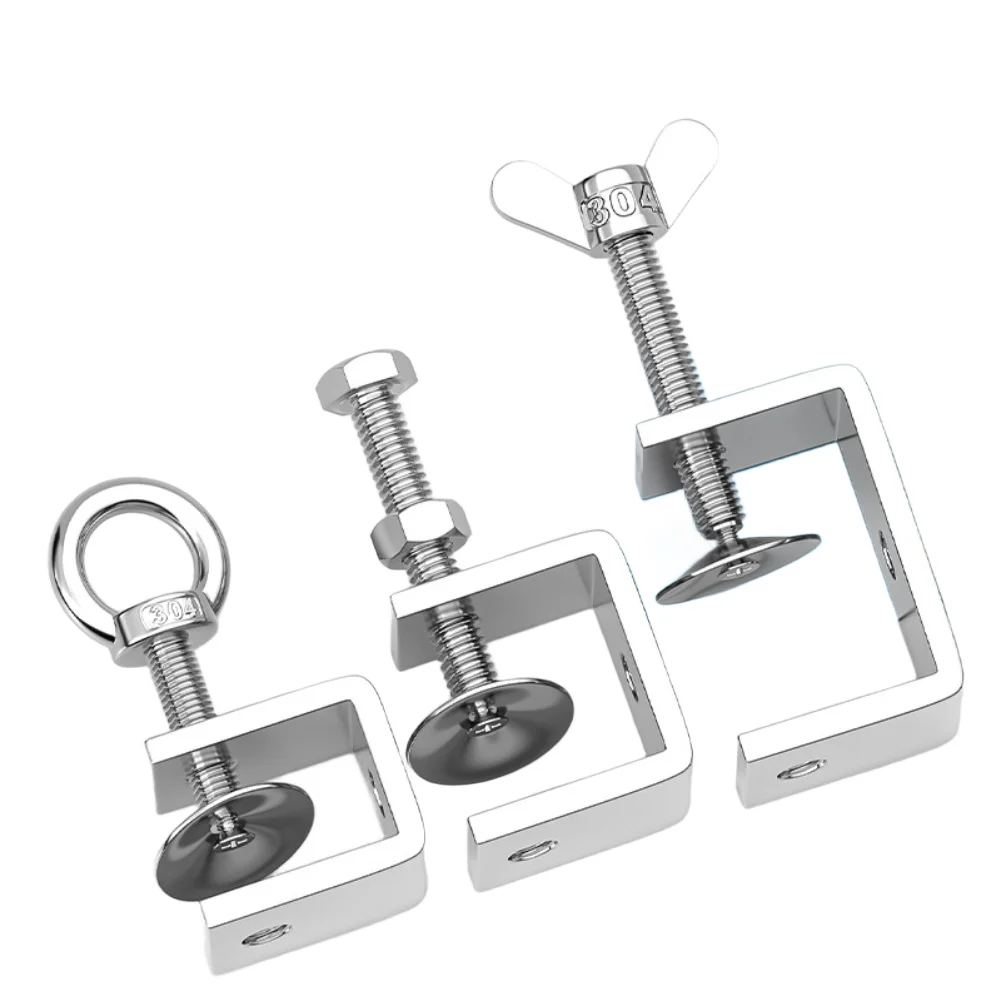 304 Stainless Steel C-Type Clamp Hand Lifting Ring Clamp C-Clamp Fixing Pliers Table Clips For Fixed Woodworking Welding Mountin