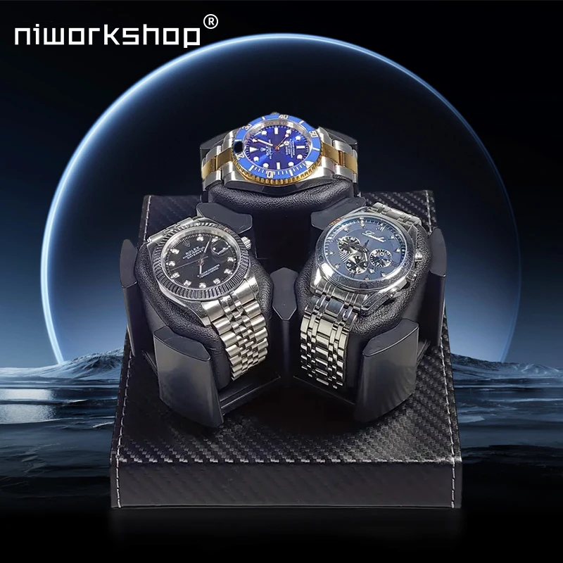1pc Niworkshop Automatic Watch Winder, 3 Slots Watch Case with Quiet Motor, Flexible Watch Pillows Fit Women and Men Watches