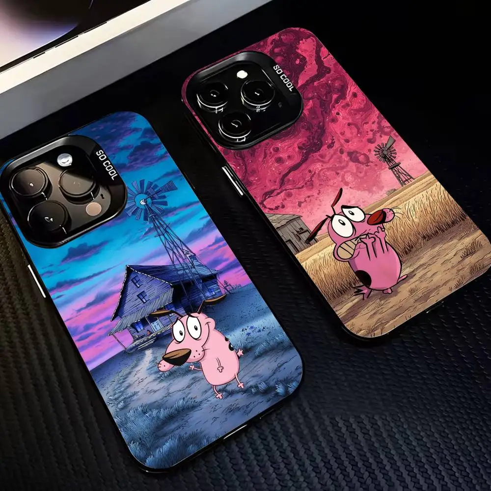

C-court the C-Cowardly Dog Phone Case For iPhone17,16,15,14,13,12,11,Pro,MAX Gray Matte Silicone Black Cover