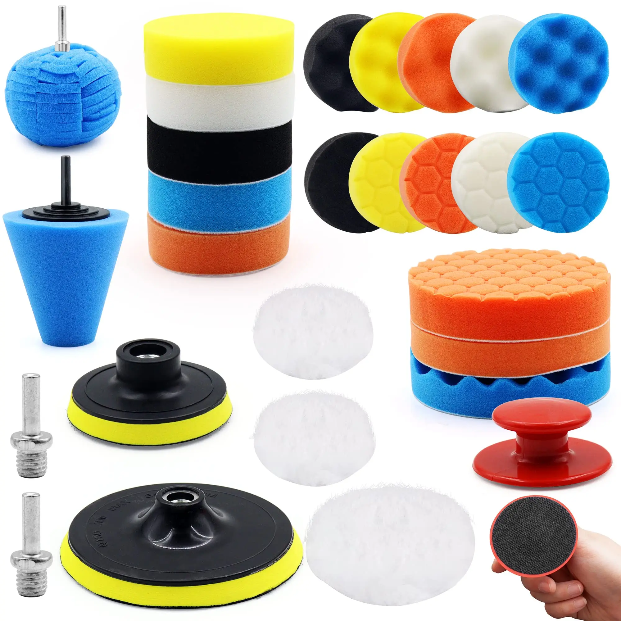 

28PCS Car Polishing Pad 3Inch & 6Inch Buffing Pads Kit M14 Thread for Drill Buffer Polisher Car Polishing, Waxing, Sealing Glaze