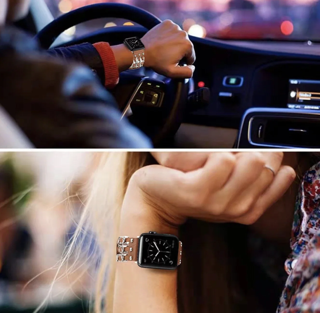 حزام جلد ممتاز لساعة أبل ، سلسلة دنيم ، سوار معصم ، ألترا 2 ، 10 ، 9 ، 8 ، 7 ، 49 ، 45 ، 41 ، 6 ، 5 ، 4 ، SE ، 44 ، 40 ، 42