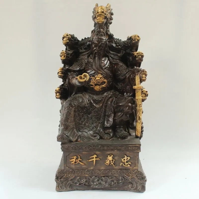 Antiques Miscellaneous Vintage Crafts Pure Brass Kowloon Guan Gong Ornament, God of Fortune Guan Gong Home Feng Shui Ornament