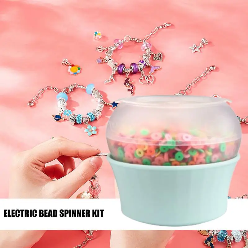 Clay Bead Spinner 5V Portable Electric Bead Machine Adjustable Automatic Clay Beads Bowl Beading Accessories USB Jewelry Making