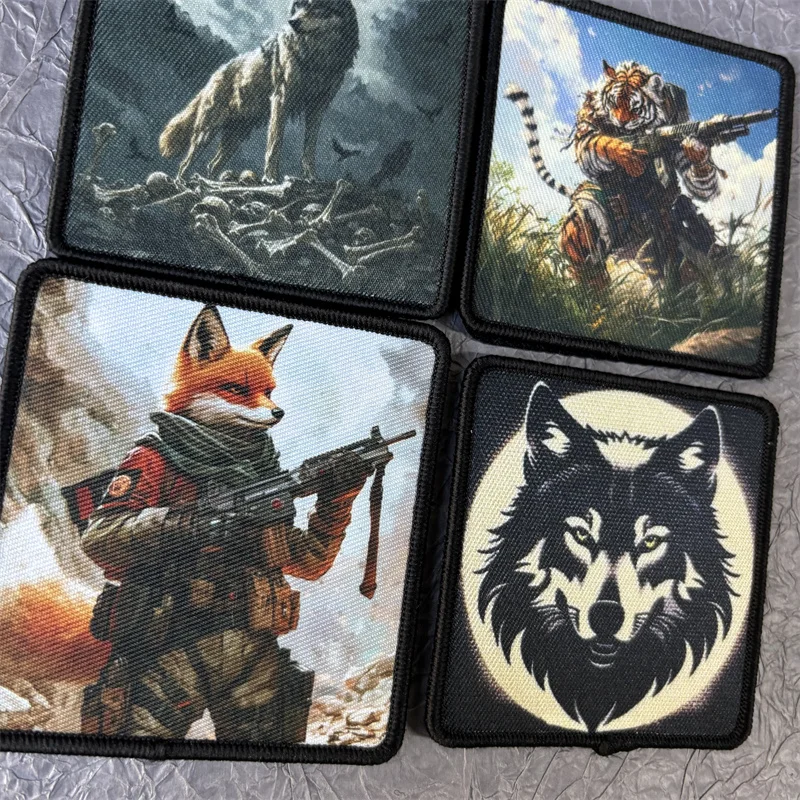 Wolf Patch on Clothes Animal Morale Badge Military Tactical Patches Backpack Stickers Hook and Loop Armband