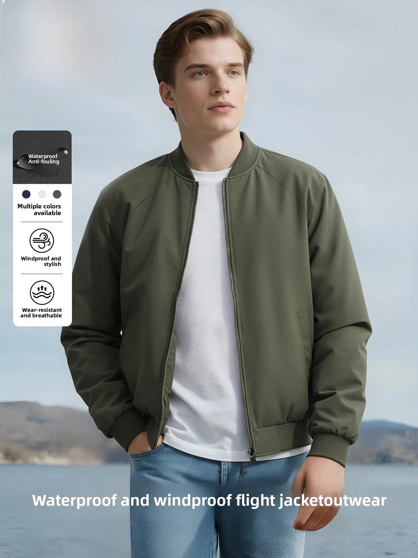 

Pierre Cardin Men's American Workwear Jaet Windproof Waterproof Baseball Collar Coat Casual Sle Thiened Polyester Fiber