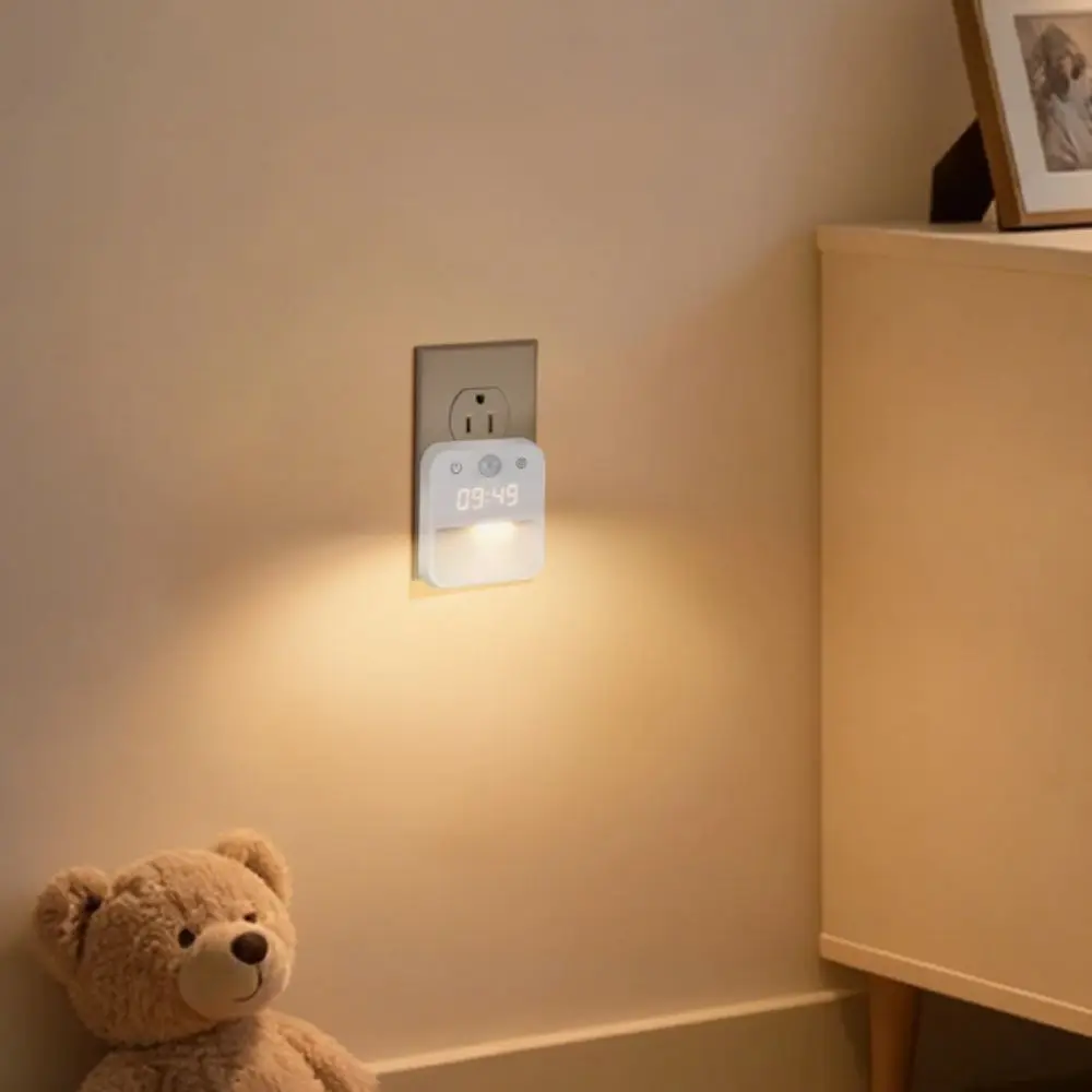 

Infinite Dimming Human Body Induction Clock Three Color Switching Clock Display Night Light Dusk to Dawn Sensor Warm White