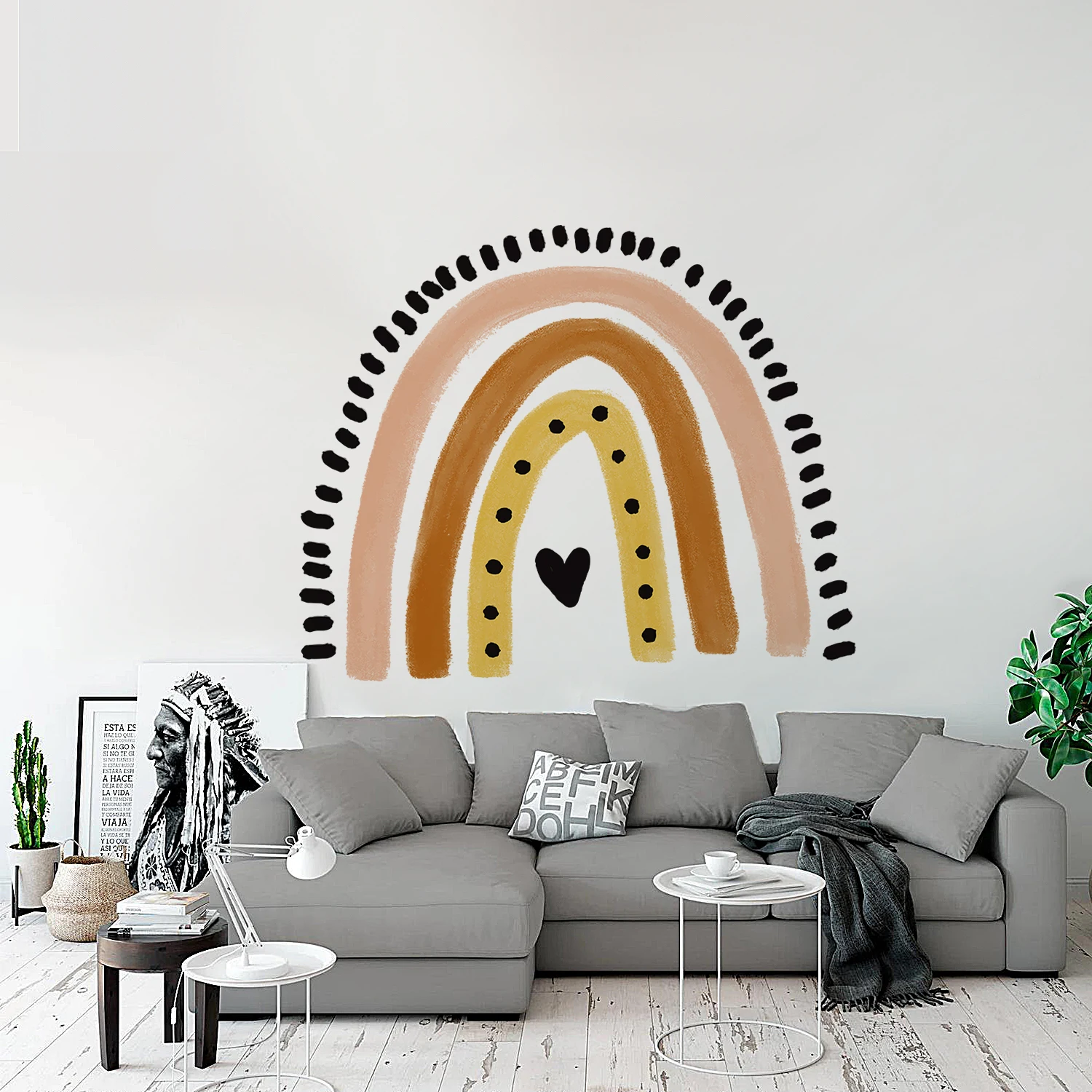 Cartoon Boho Rainbow Wall Sticker Wall Decals Home Decorations Color Mural Sticker Baby Living Bedroom Ornament Home Wallpaper