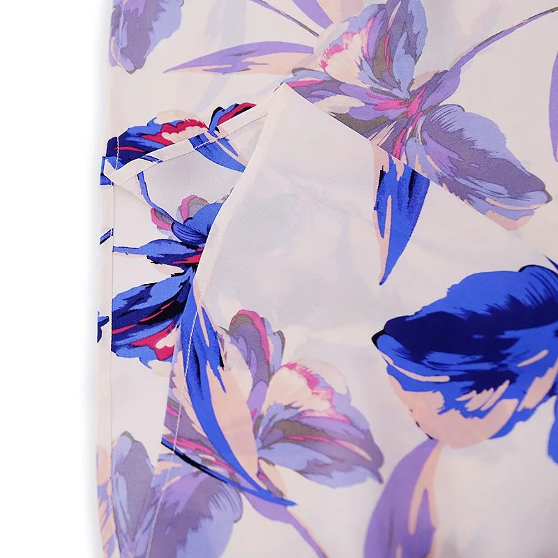 2026 Estate delle donne Nuovo 100% seta di gelso naturale Crepe De Chine senza maniche rosa chiaro fiore stampato abito con scollo a V