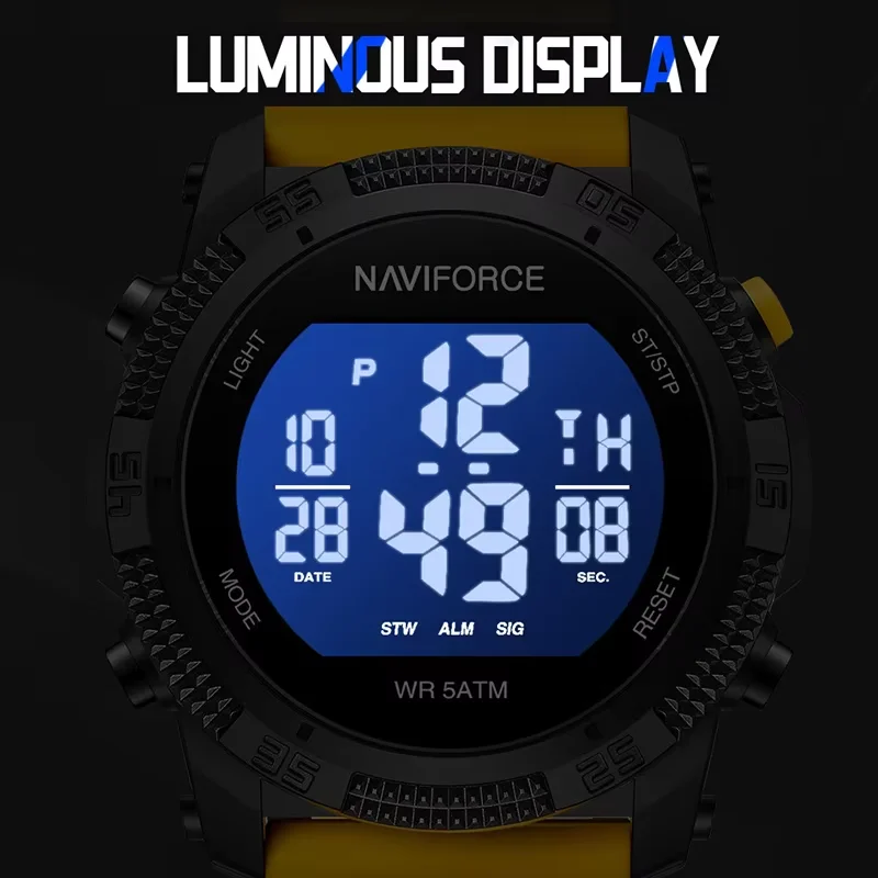 Top NAVIFORCE Brand Creative Fashion 50m Water Resistant Silicone Wristwatch for Men Luminous LCD Digital Electronic Man Watches