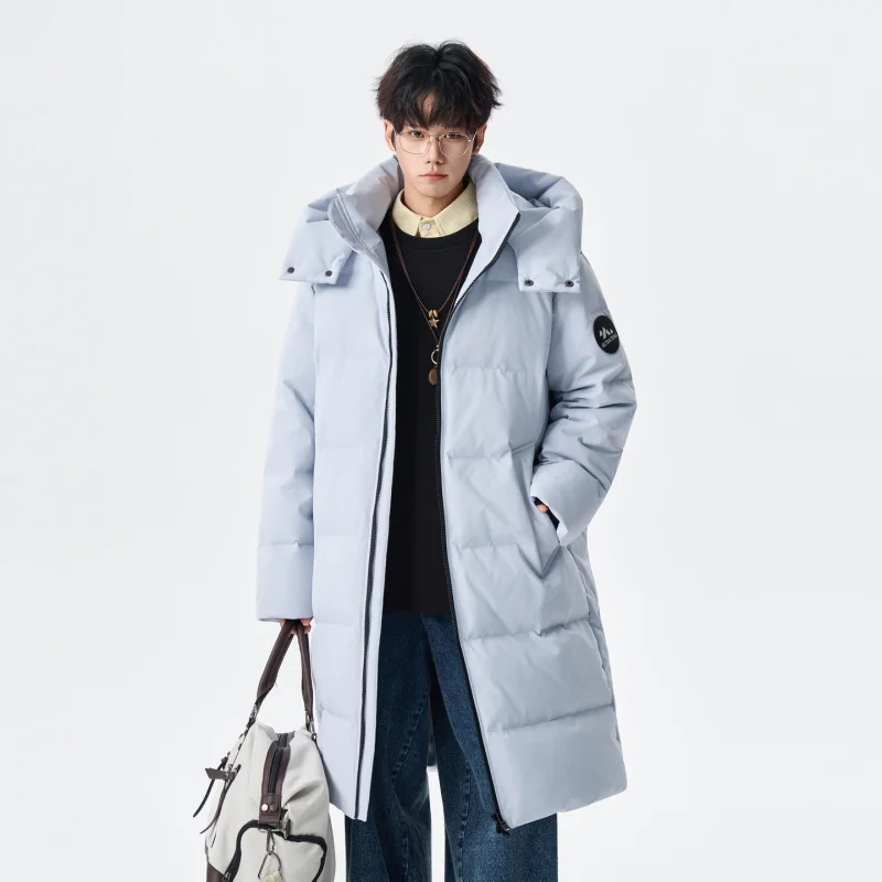 Jaqueta masculina GIOIOM, casaco longo de inverno com penas de pato branco, quente, solto, casual, casaco de algodão, jaqueta masculina