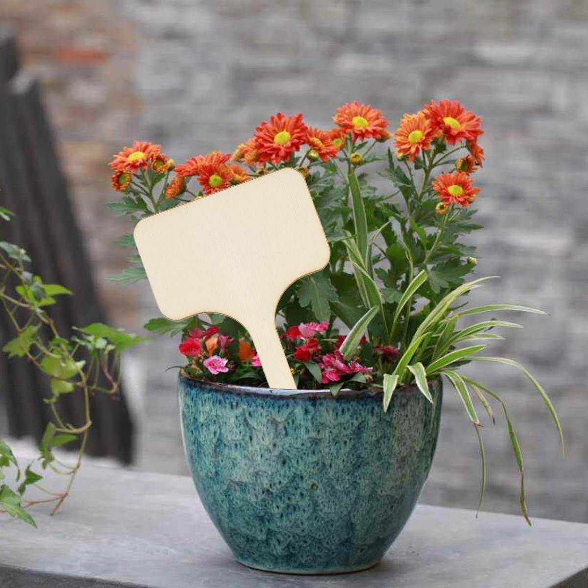 

50pcs Wooden Plant Labels T-Type Garden Markers Eco-Friendly Wood Square Sticks Small Blackboard Decorative Green Handicrafts