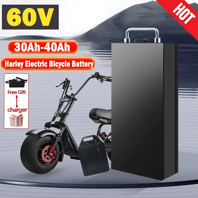 Harley 60V 40Ah High Quality18650 Battery Electric Car Lithium Battery Waterproof Suitable for CityCoco Electric Scooter Bicycle