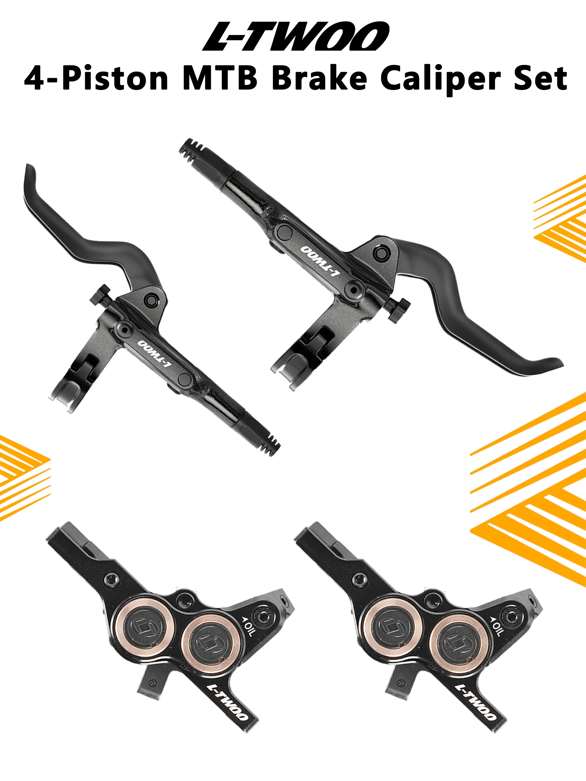 AliExpress LTWOO L-TWOO 4 Piston Mountain Bike Hydraulic Disc Brake, MTB Oil Brake Caliper Front Rear Bicycle Brake Parts