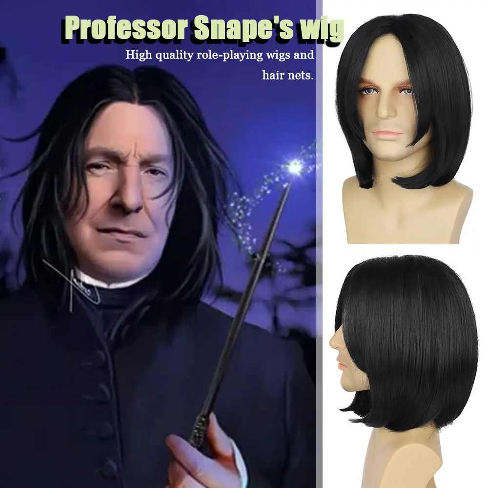 

Парик «волшебник», синтетический Темный парик для профессионального костюма Северус для взрослых, мужской черный фитиль для костюма «убийца»