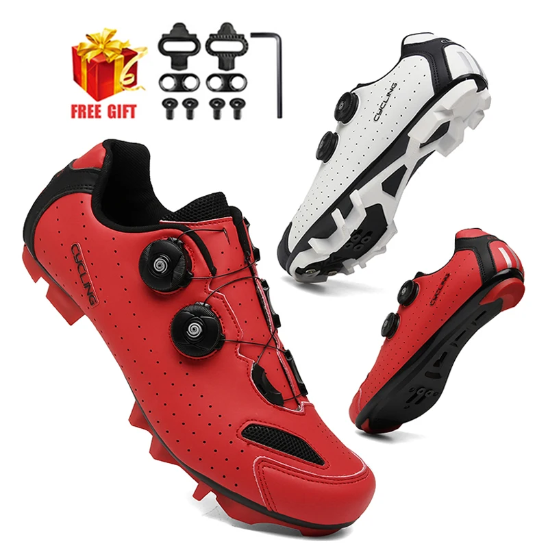 MTB Cycling Shoes Men Self-locking Speed Road Bike Sneakers Racing Women Bicycle Flat Cleat Mountain SPD Clits Footwear