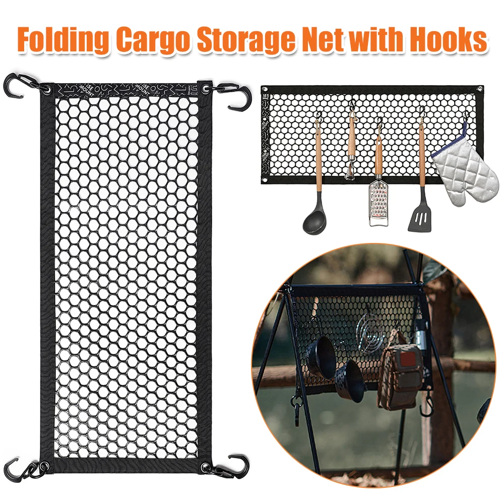 

Складная сетка для хранения грузов с крючками, портативный сетчатый карман для багажника автомобиля, для кемпингового снаряжения
