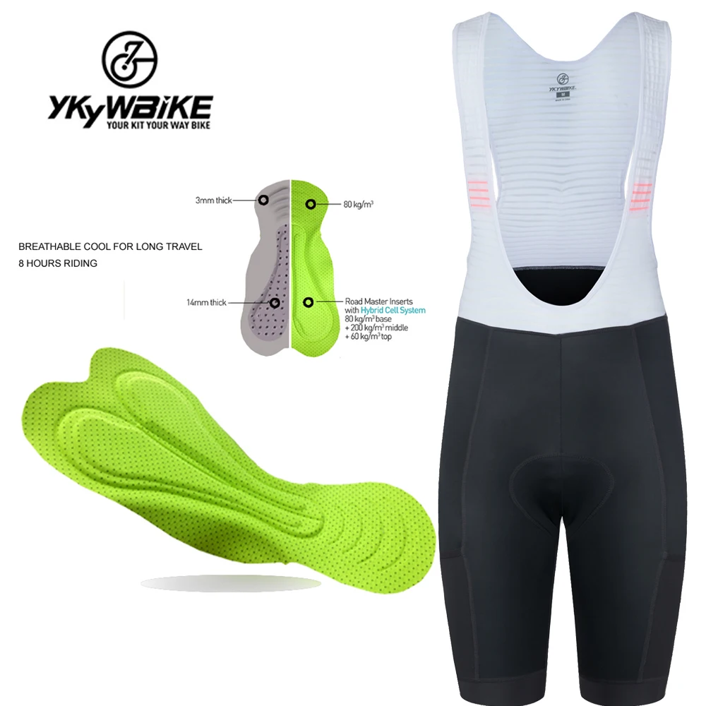 YKYW 4 Pocket Men cycling shorts BIB SHORTS Pro Korea Lycra Breathable Cool For Long travel 8 Hours Ride Bike Bib Shorts