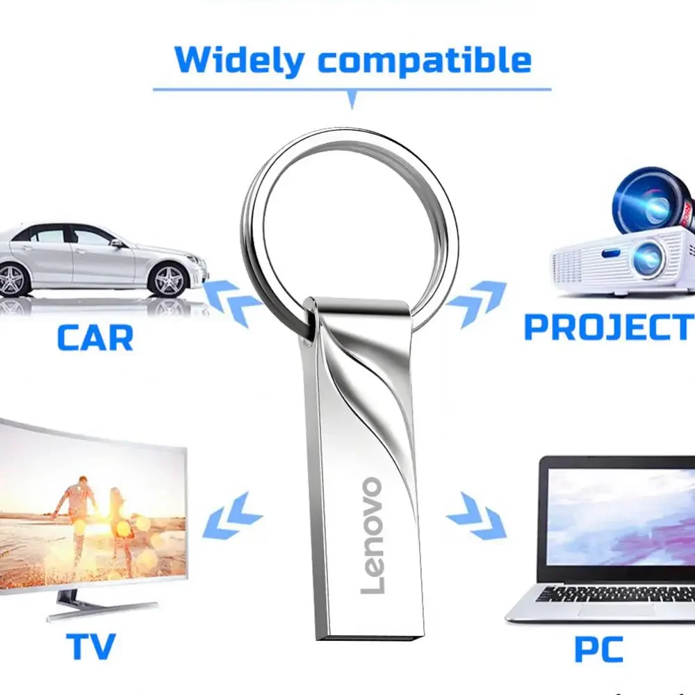 레노버 USB 3.0 메탈 플래시 드라이브, 고속 메모리 스틱, 크리에이티브 미니 펜드라이브, 외장 스토리지, 2TB, 128GB, 512GB, 256GB, 1TB