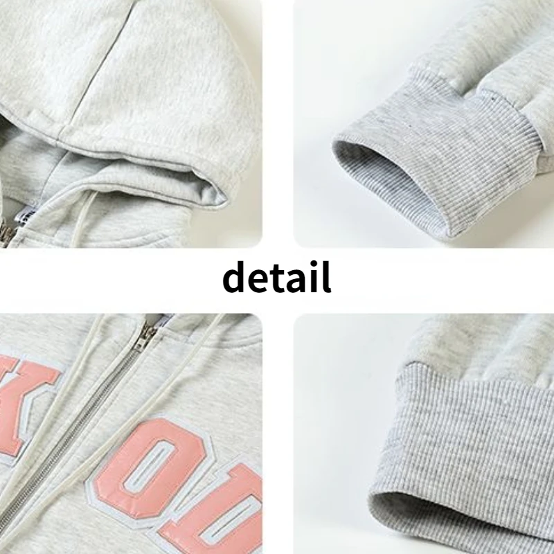 Gray Hoodies Women Letter American Retro Simple Baggy Casual All-match Cozy Ulzzang Hooded Autumn Streetwear Chic Teens Stylish