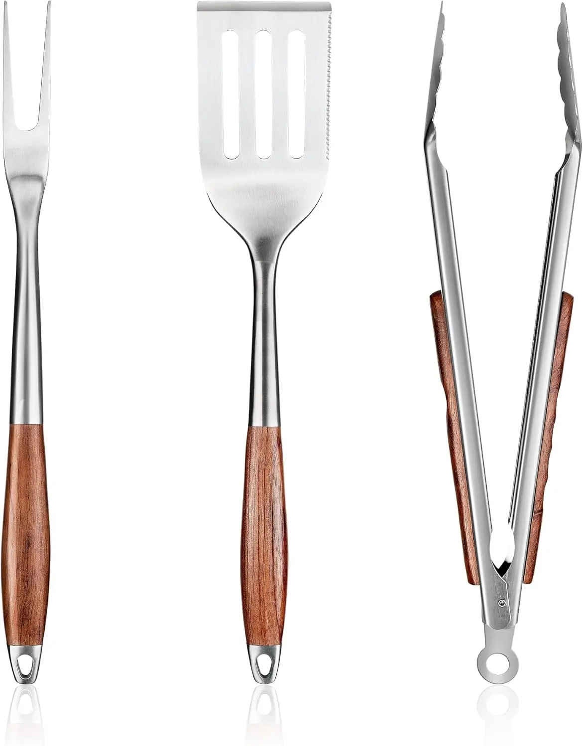 

Набор прочных инструментов для гриля с лопаткой, вилкой и щипцами, идеально подходит для барбекю на открытом воздухе и в качестве подарка