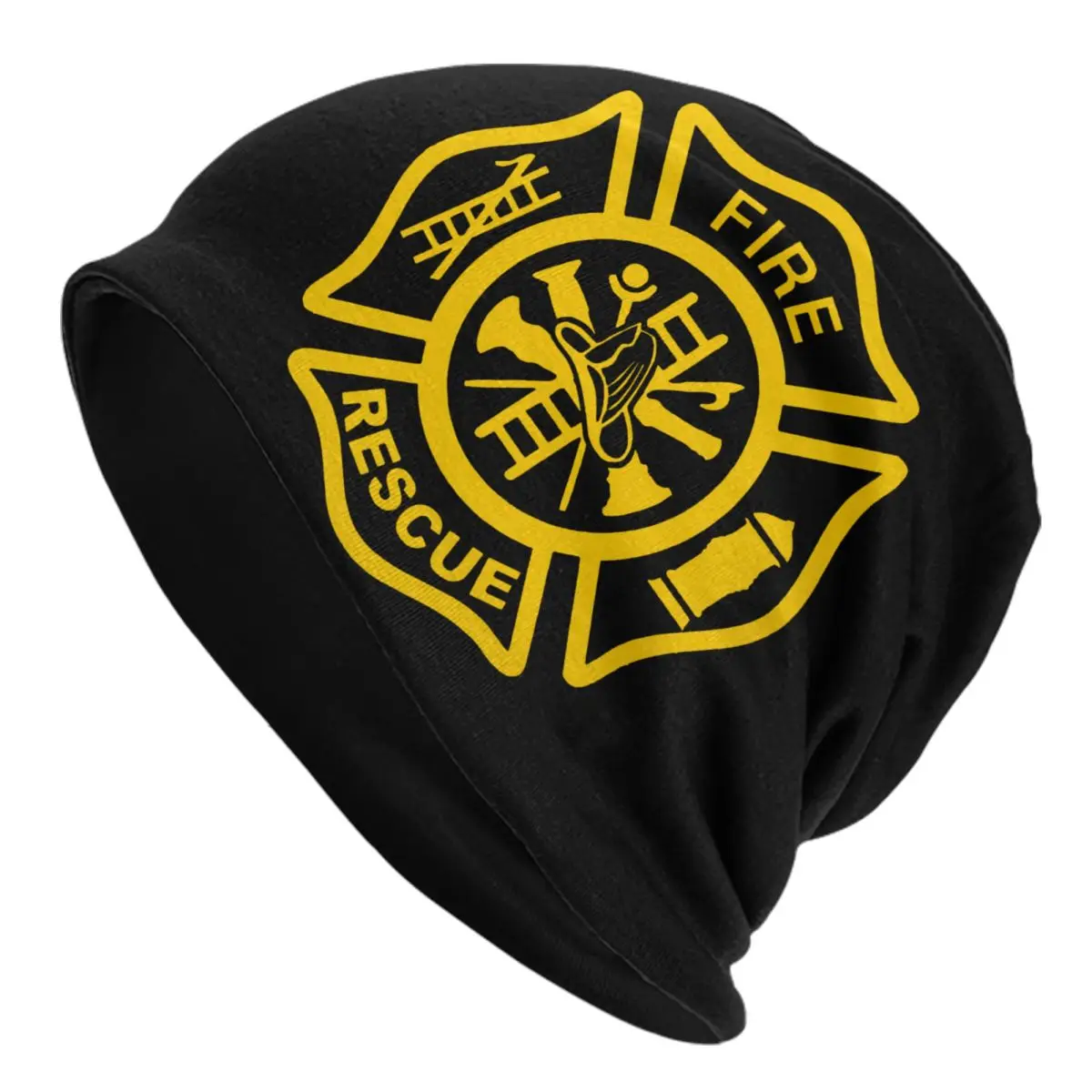 Custom Firefighter Fire Rescue Skullies Beanies Caps For Men Women Unisex Outdoor Winter Warm Knitting Hat Adult Bonnet Hats