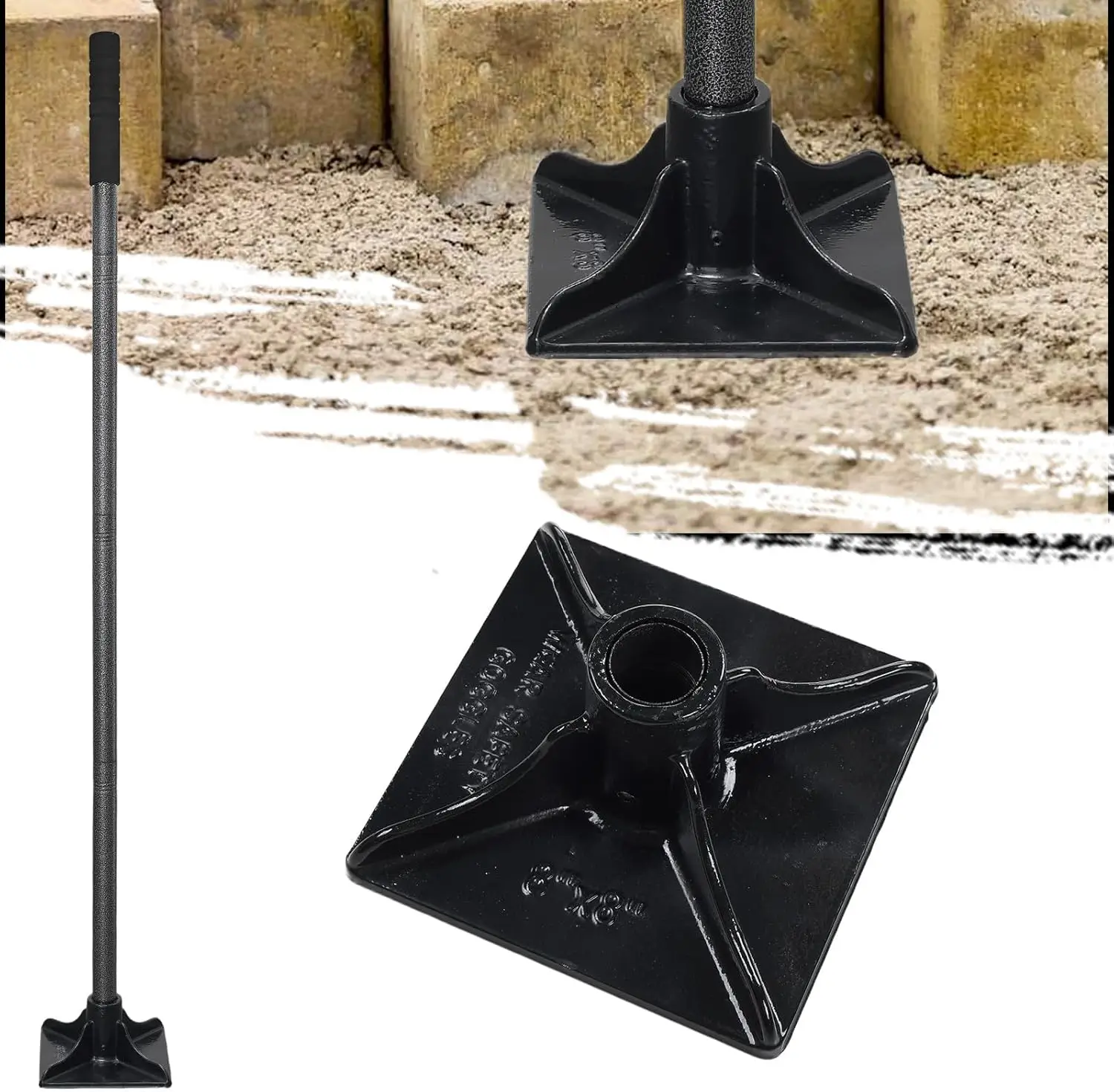 Heavy Duty Steel Tamper Tool with 62 Inch Adjustable Handle Hand Tamper for Efficient Soil Compaction Tamping Asphalt Gravel·New