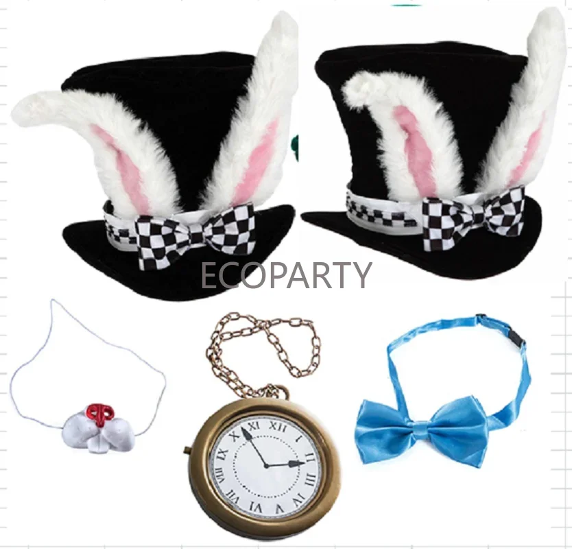 Rabbit Costume Mr. Rabbit White Rabbit Hat Cosplay Props Accessories 5-piece Set Accessories Set Ecoparty disfraz hombre