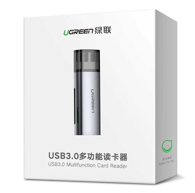 UGREEN Lector de tarjetas SD Adaptador de lector de tarjetas de memoria USB 3.0 Ranura dual de aluminio