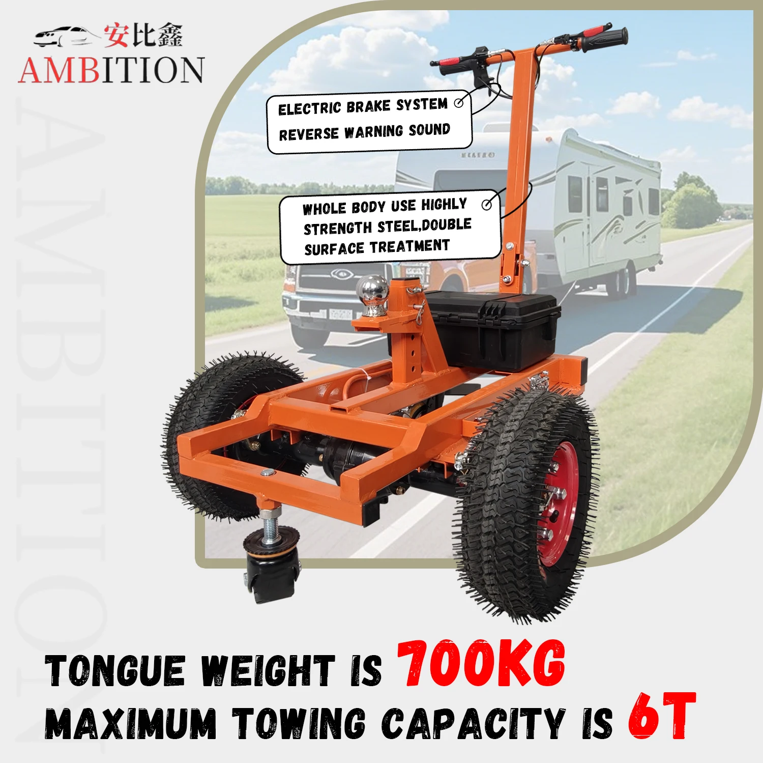 AMBITION 800W Electric Trailer Dolly 6Ton 5 Tyre Foldable Tractor For Towing Car Trailer And Boat Towing Dolly