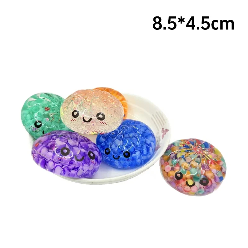 Colorful Bubble Dumpling Squeeze with Steamer Soft TPR Dough Ball Decompression Fidget Toy Funny Creative Bun Gift Desk Decor