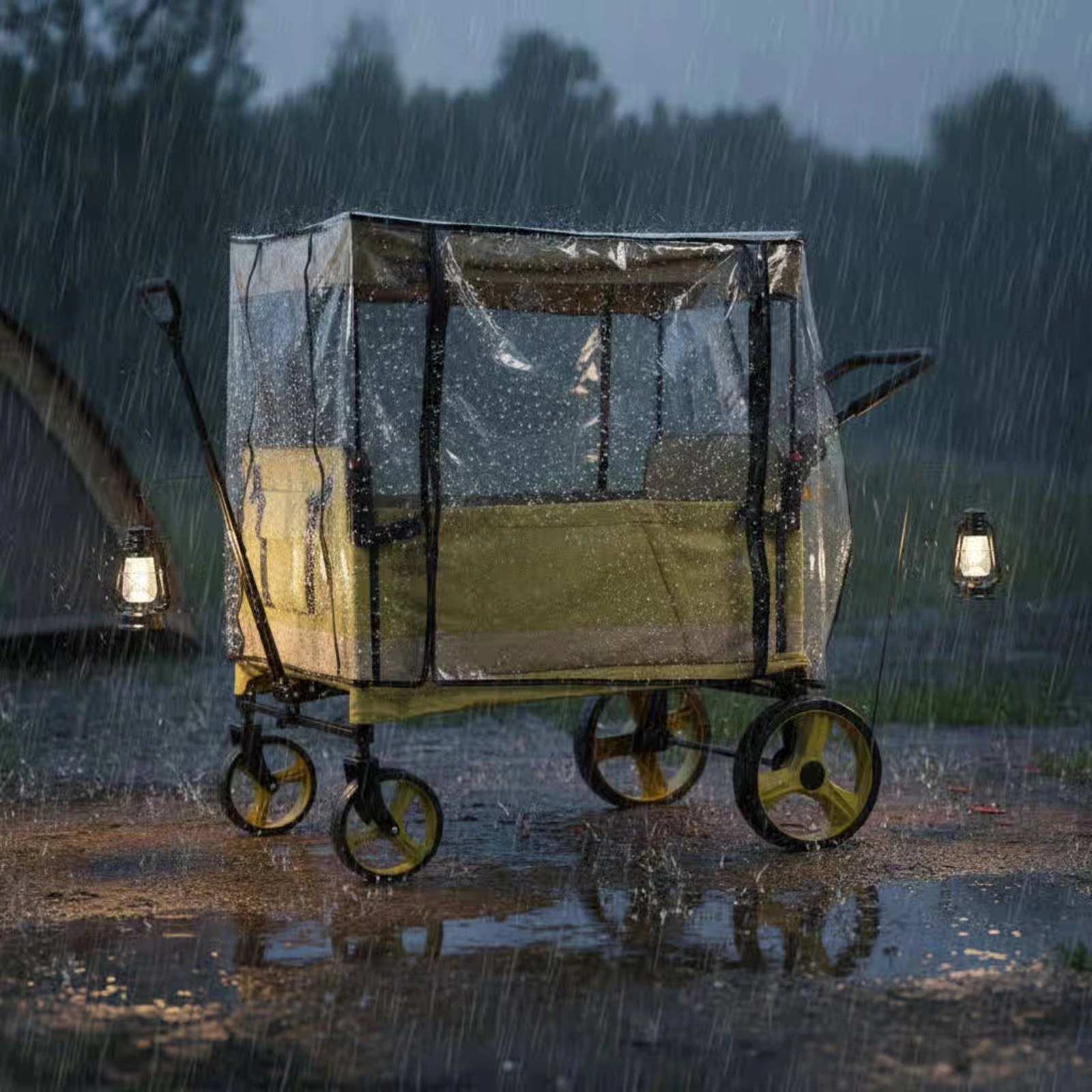 

Transparent Wagon Rain Cover Windproof Wagon Rain Cover Dustproof Long-Lasting EVA Material for Camping